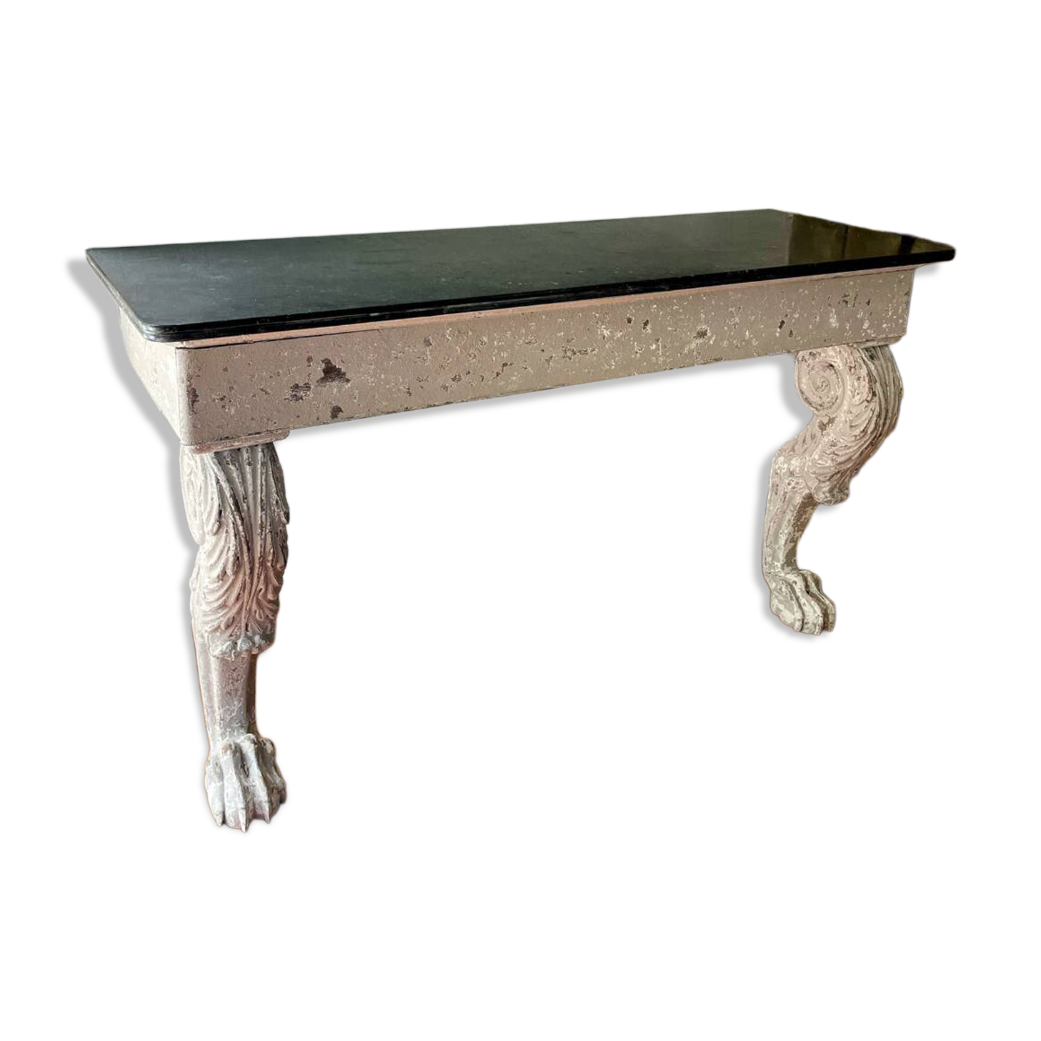Empire style console table in wood and marble
