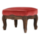 Baroque style foot stool in carved wood with coral velvet upholstery