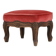 Baroque style foot stool in carved wood with coral velvet upholstery