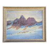 Old large vintage painting signed A. WEBER from the 1940s and 1950s.