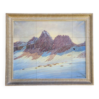 Old large vintage painting signed A. WEBER from the 1940s and 1950s.