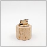 Vintage octagonal table lighter by Cerri Nestore in travertine - Italy 1970s
