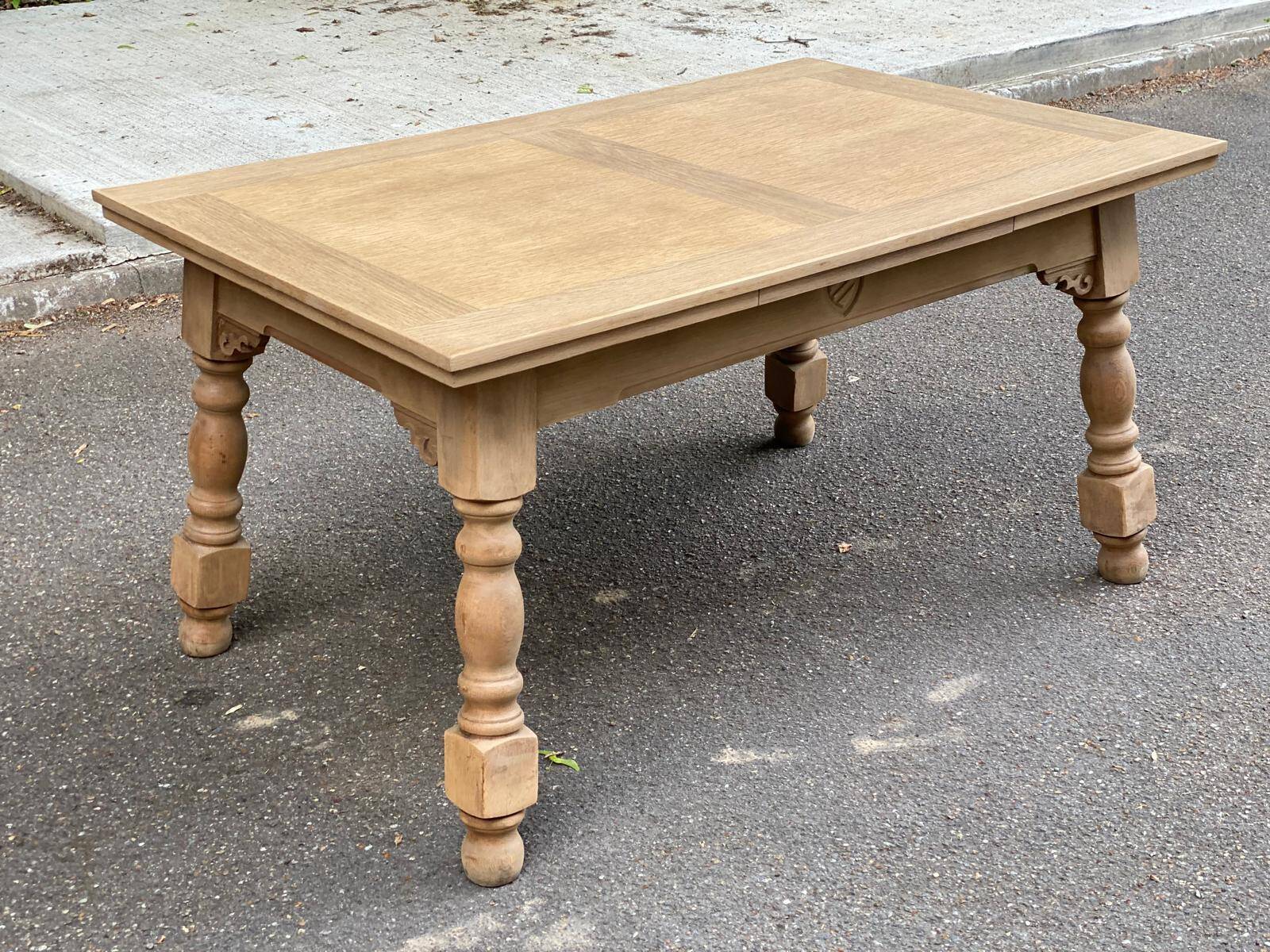 Renovated art deco extendable wooden dining table 235cm