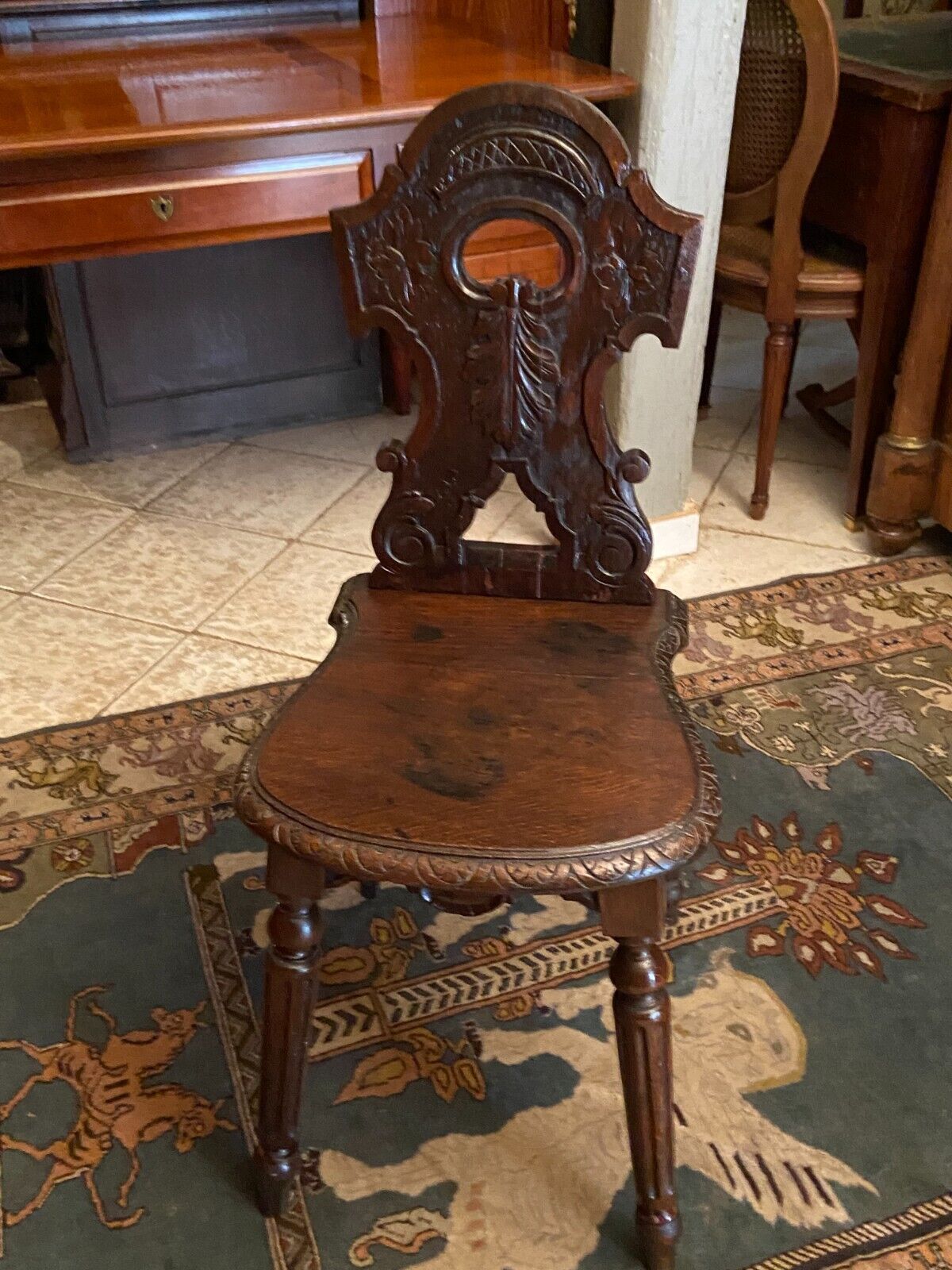 Lorraine nineteenth century chair in solid oak richly carved regency style