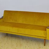 Mid-century yellow velvet sofa, 1960s