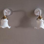Set of 2 wall sconces in tulip glass painted white