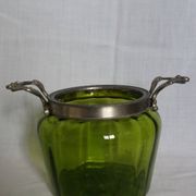 Napoleon III Art Nouveau glass and silver-plated biscuit jar