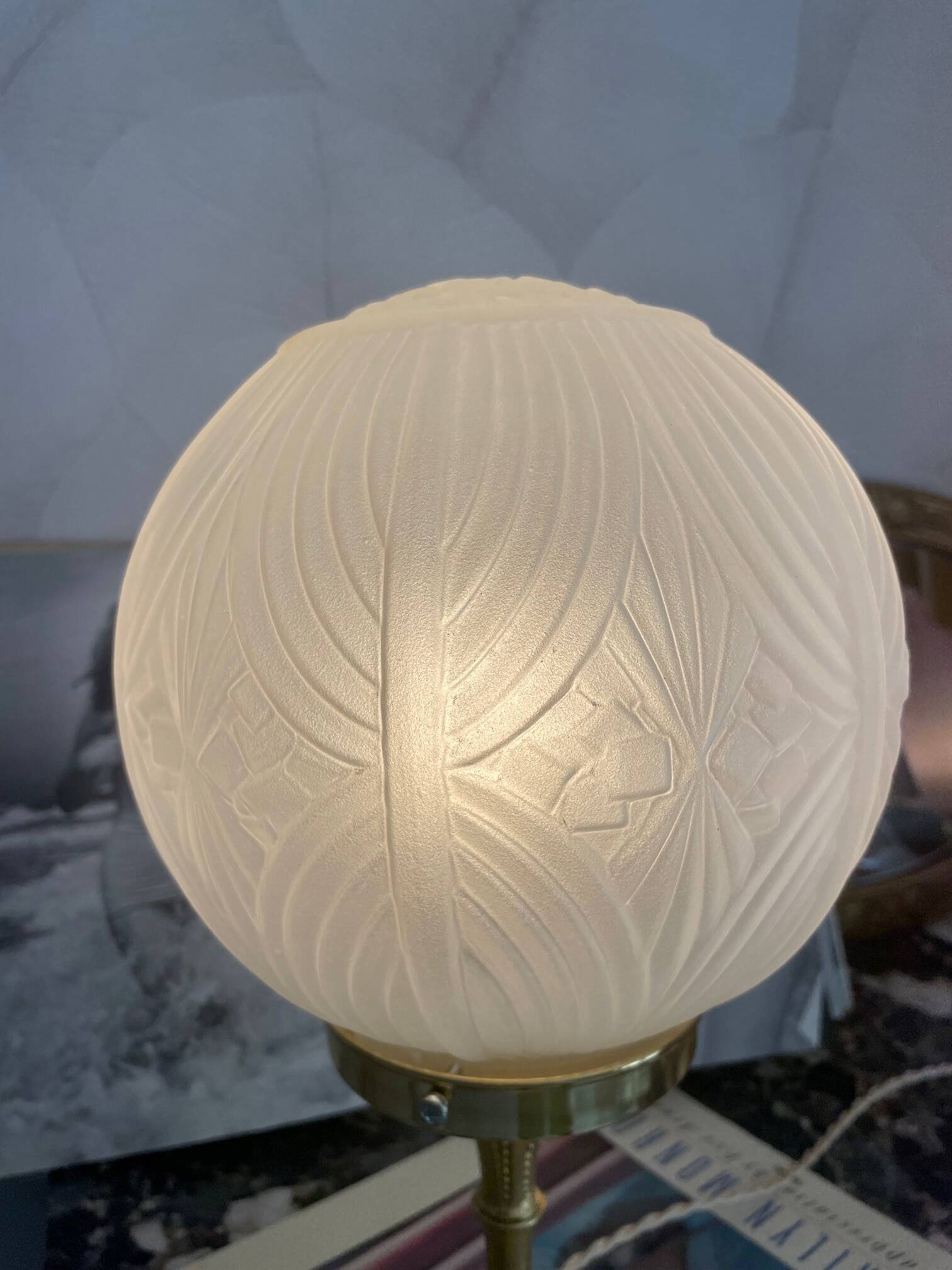 Lampe art déco avec pied en bronze