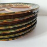 Set of 6 compartmentalised glazed ceramic plates, 1960s-70s.