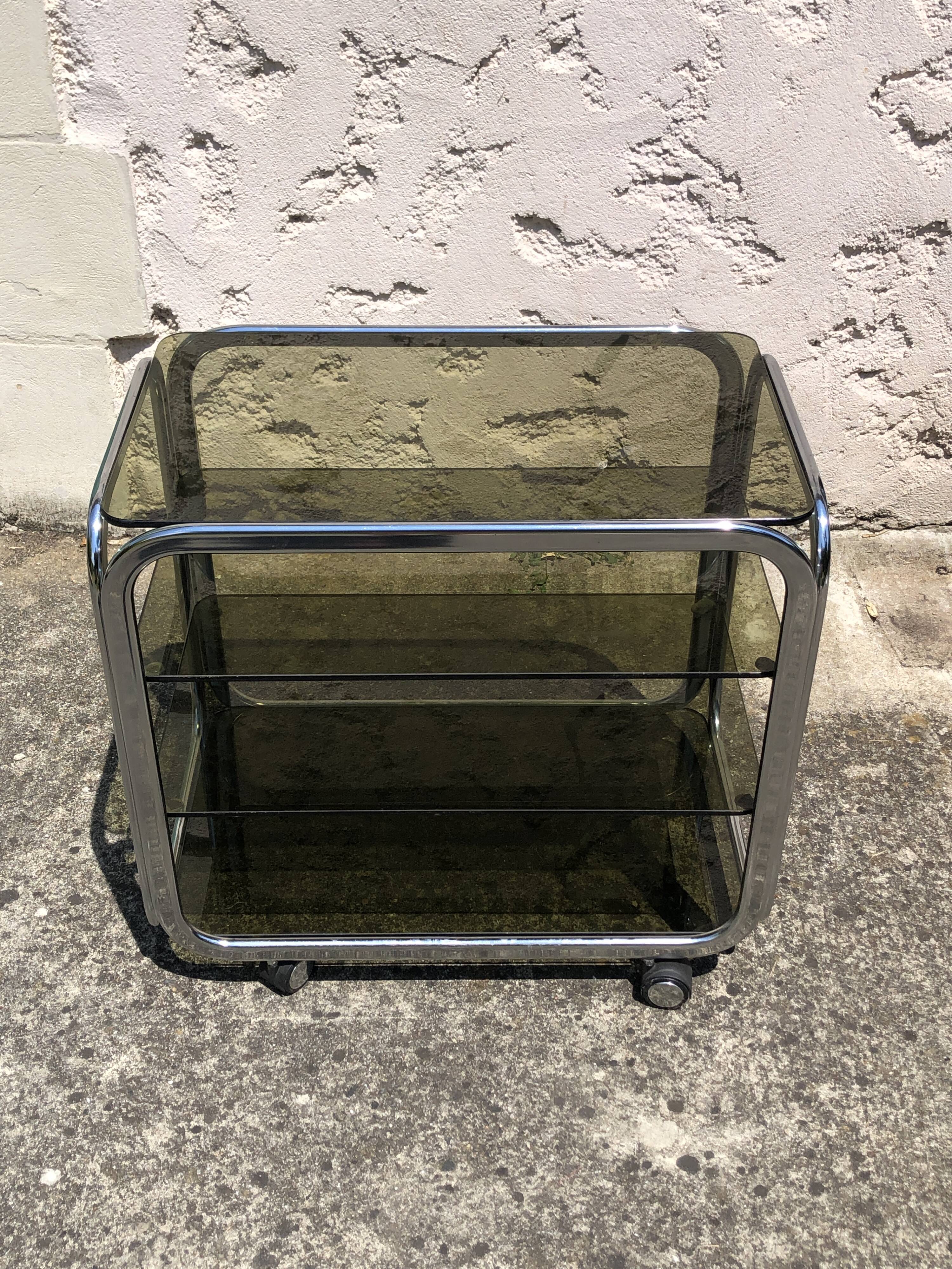 Chrome furniture and smoked glass 1970