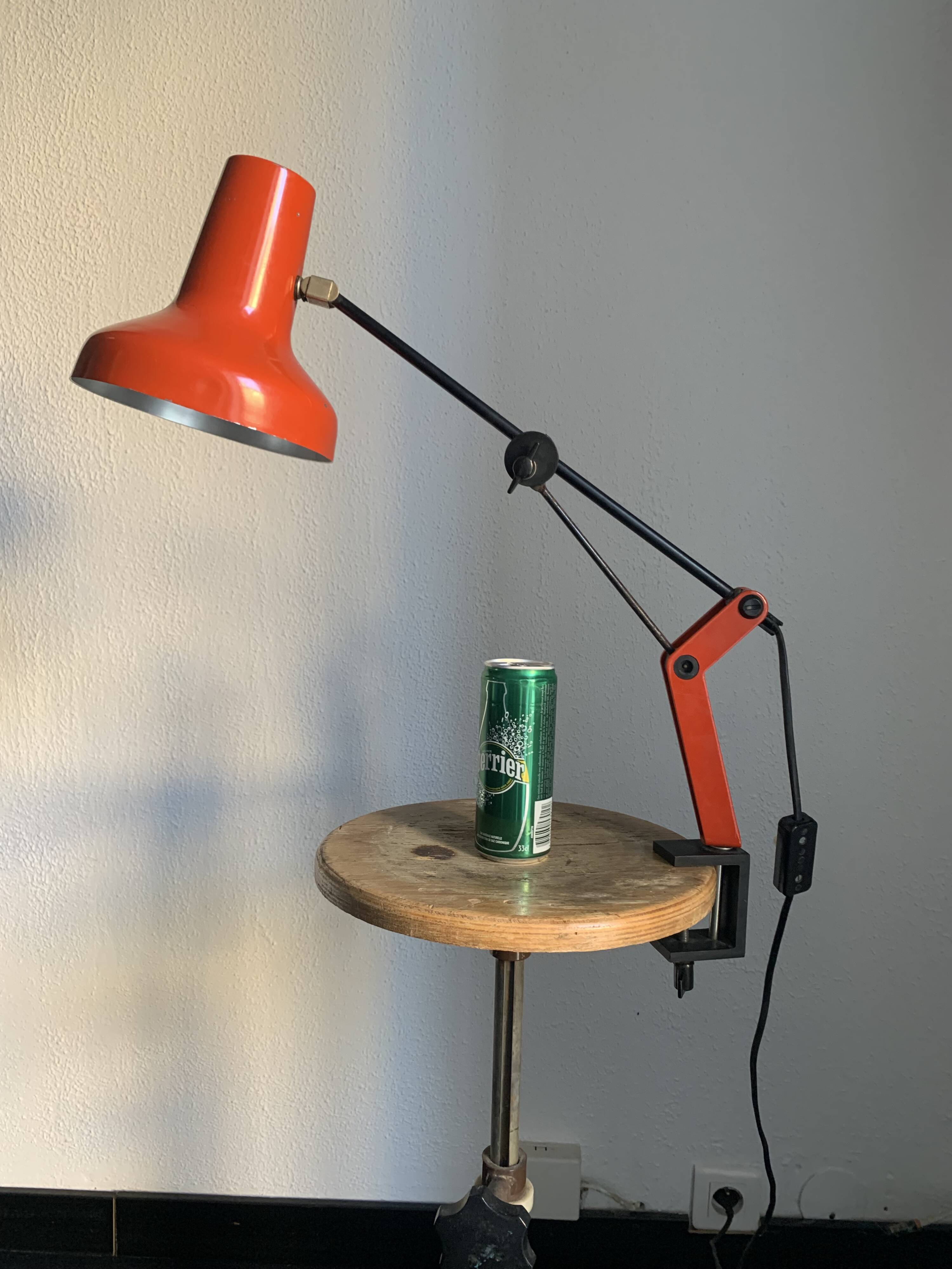 Vintage 1970s architect's desk lamp RDA (DDR - GDR) red - 50 cm