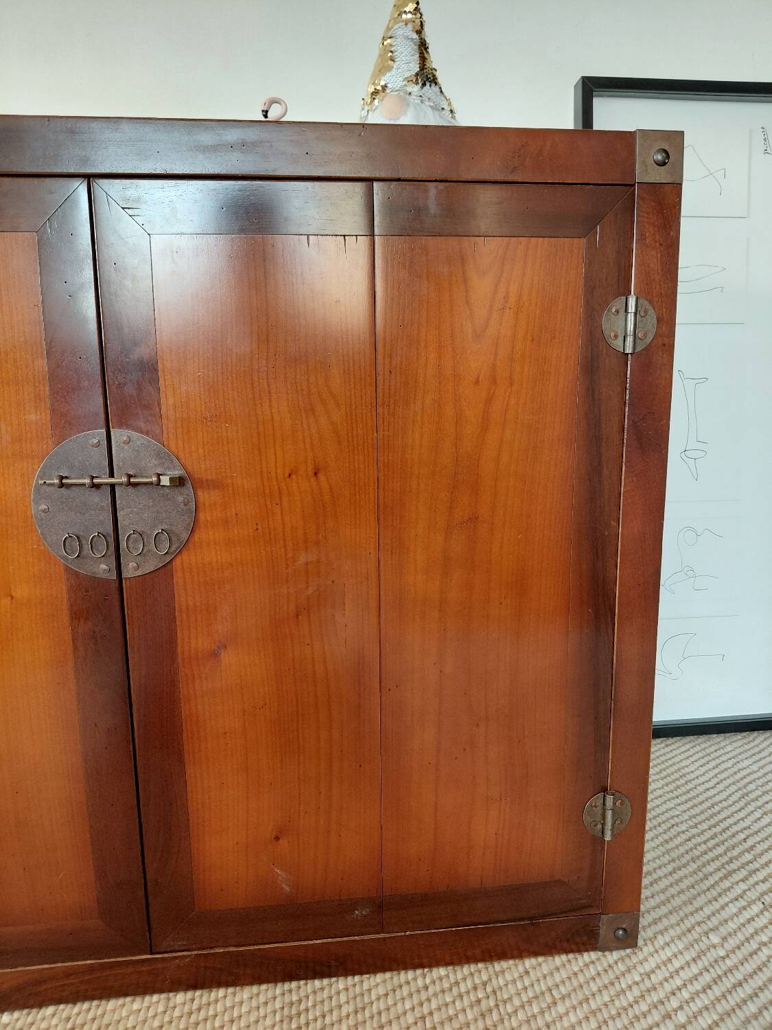 Buffet under Roche Bobois in wood, Chinese/Asian vintage furniture.