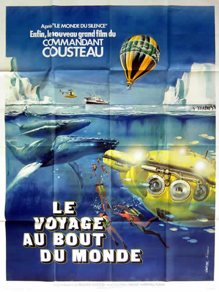original poster of 1975 Voyage au bout du monde Jacques Yves Cousteau seabed 120x160 cm
