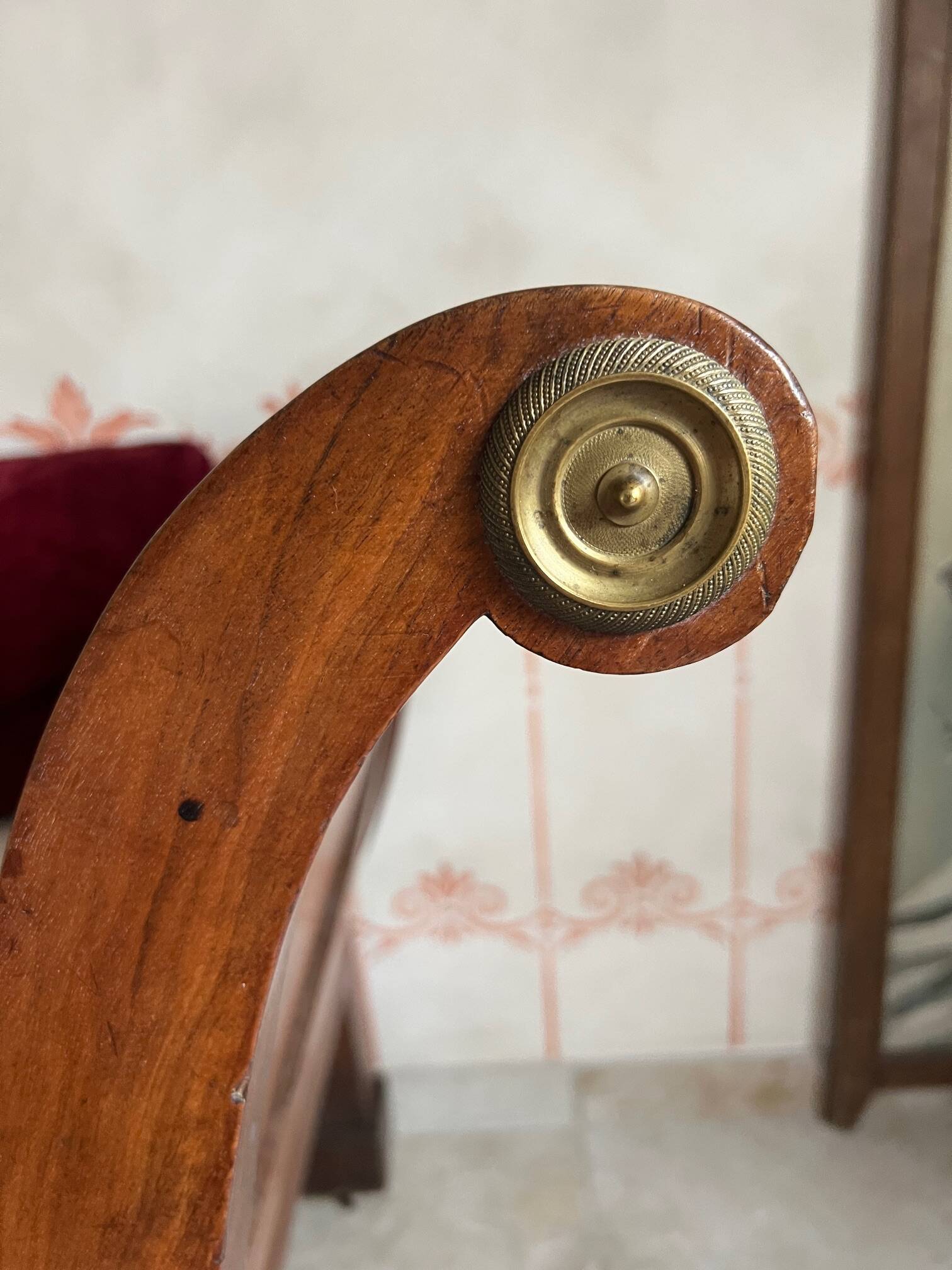 Empire style daybed (19th century) + new mattress (sleeping area 180x73cm), walnut chaise longue