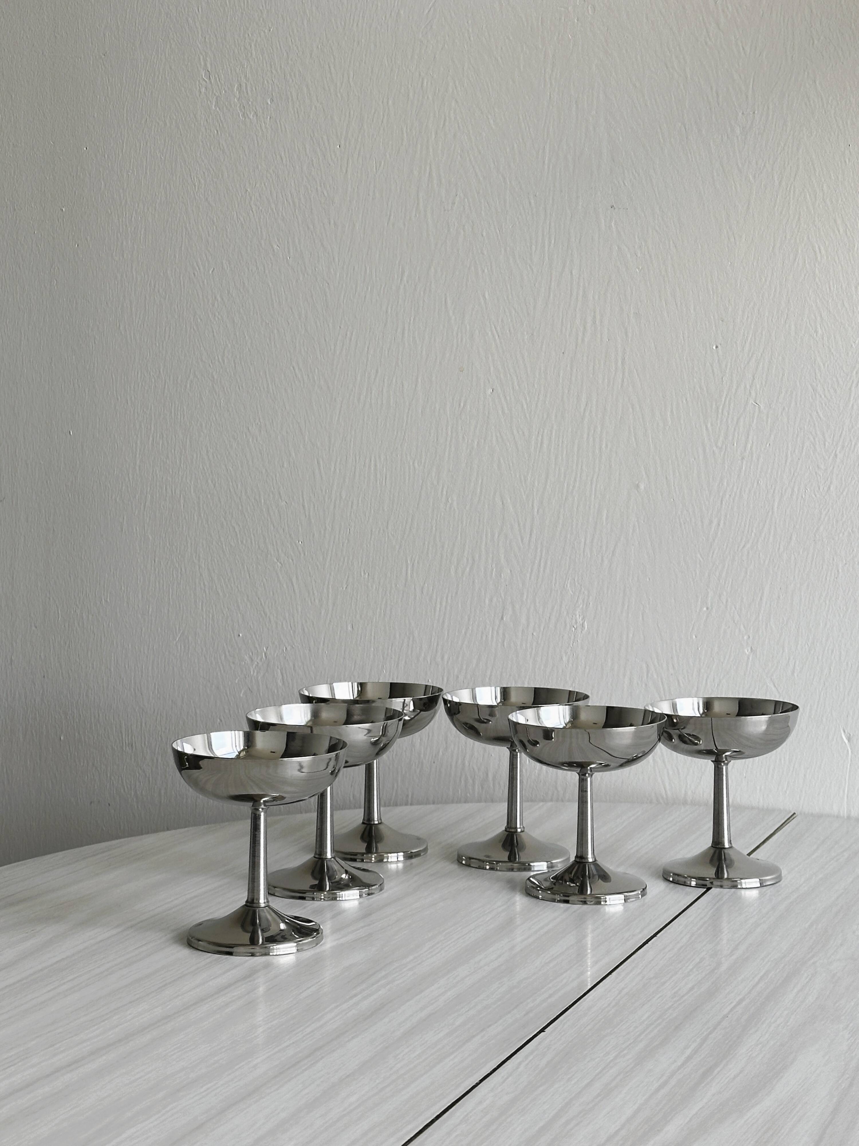 6 stainless steel footed bowls, Letang Remy style