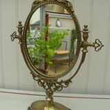 Miroir pyché en laiton doré 31x33cm