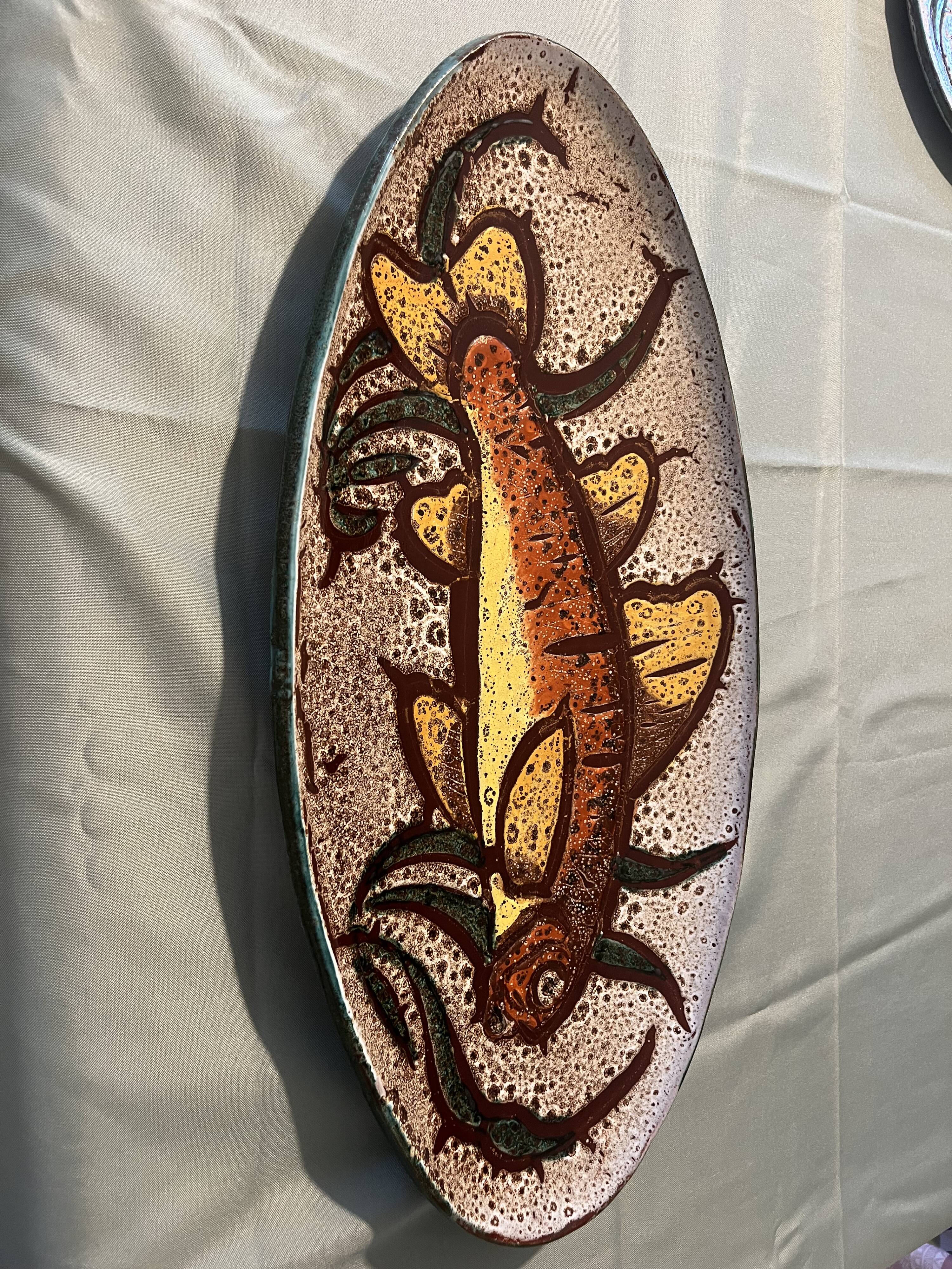 Fish service Vallauris dish + 12 plates
