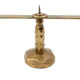 Brutalist brass pair of candle holders, France 1970