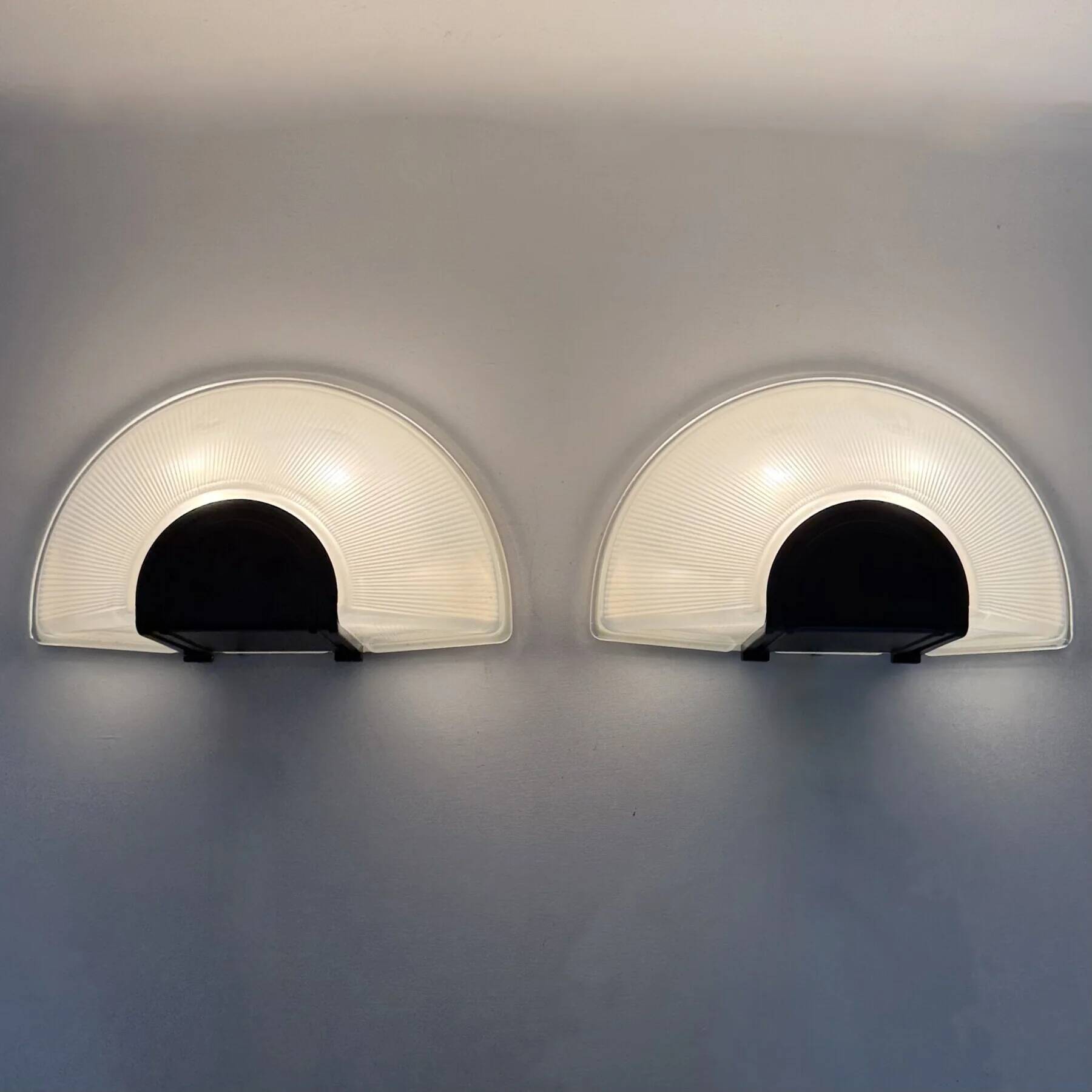 Set of 2 glass Prisma wall lamps MEGA, 1980s, Italy