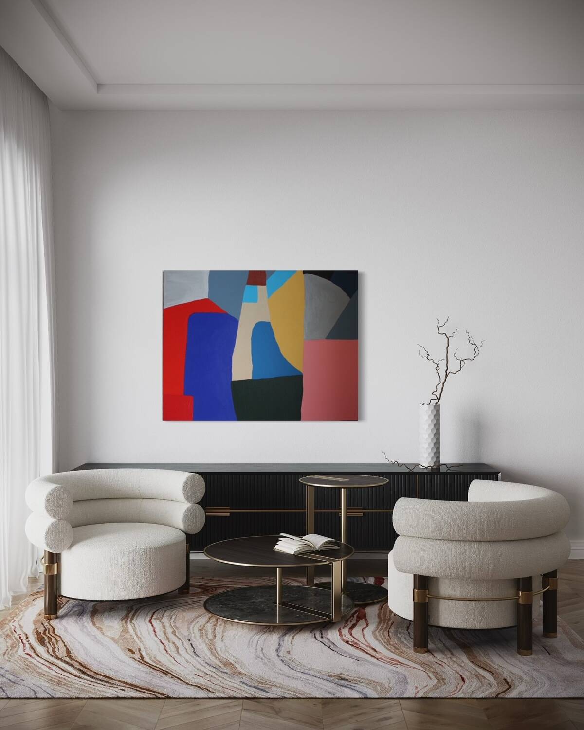 Colorful abstract art 100x80cm on stretched canvas by Bodasca