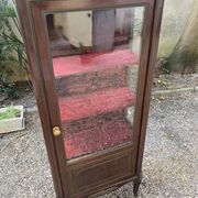 19th/20th century mahogany display cabinet, marble top and glass sides.