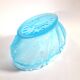 Old oval coupe basket in moulded blue glass, frosted acid, 1900.