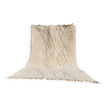 Tapis berbère beni ouarain écru 300x200 cm – laine naturelle – fait main