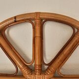 Curved half-moon console in rattan and bamboo with mirror by Vivai del Sud, Italy, 1960s.