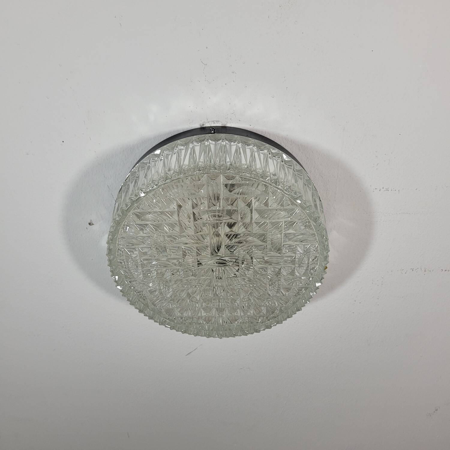 Vintage wall lamp in glass and black lacquered metal 1950s