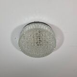 Vintage wall lamp in glass and black lacquered metal 1950s