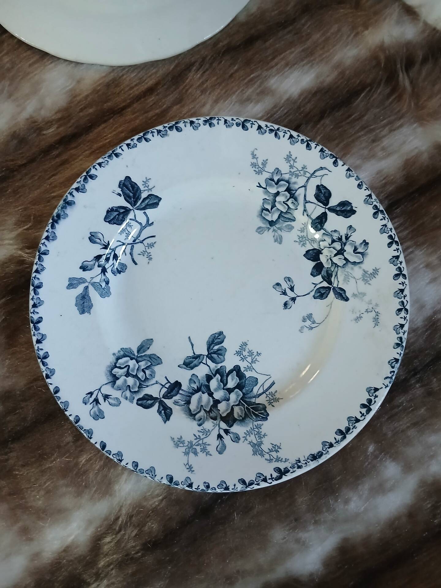 20 mismatched antique flat plates in ironstone