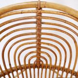 Vintage Curved rattan and bamboo armchair - 1960s