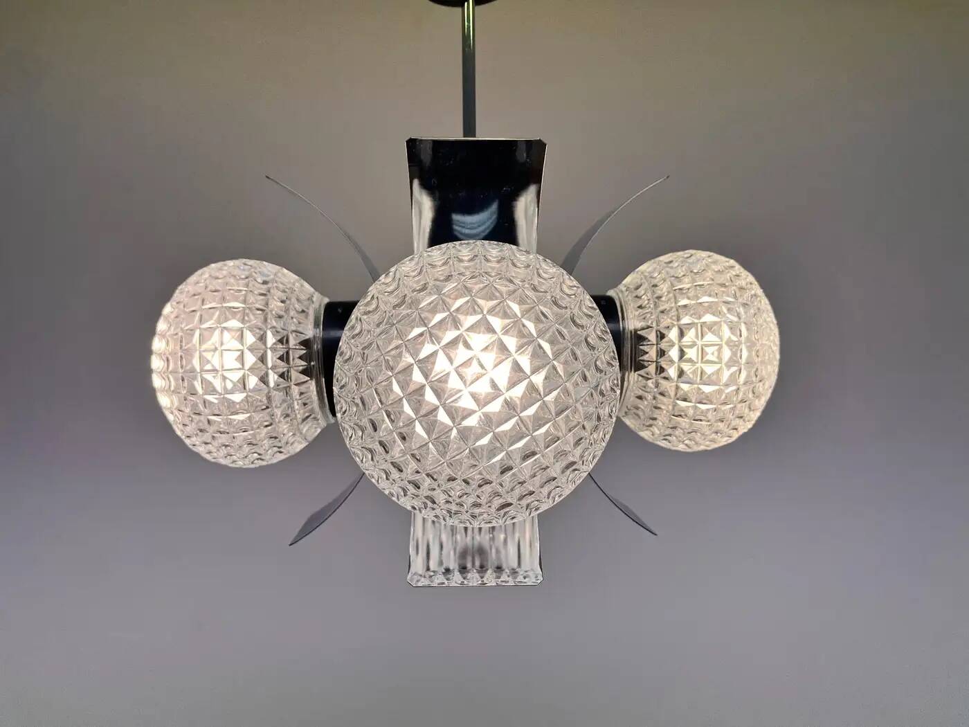 Mid-century design glass pendant - 1970s / Czechoslovakia