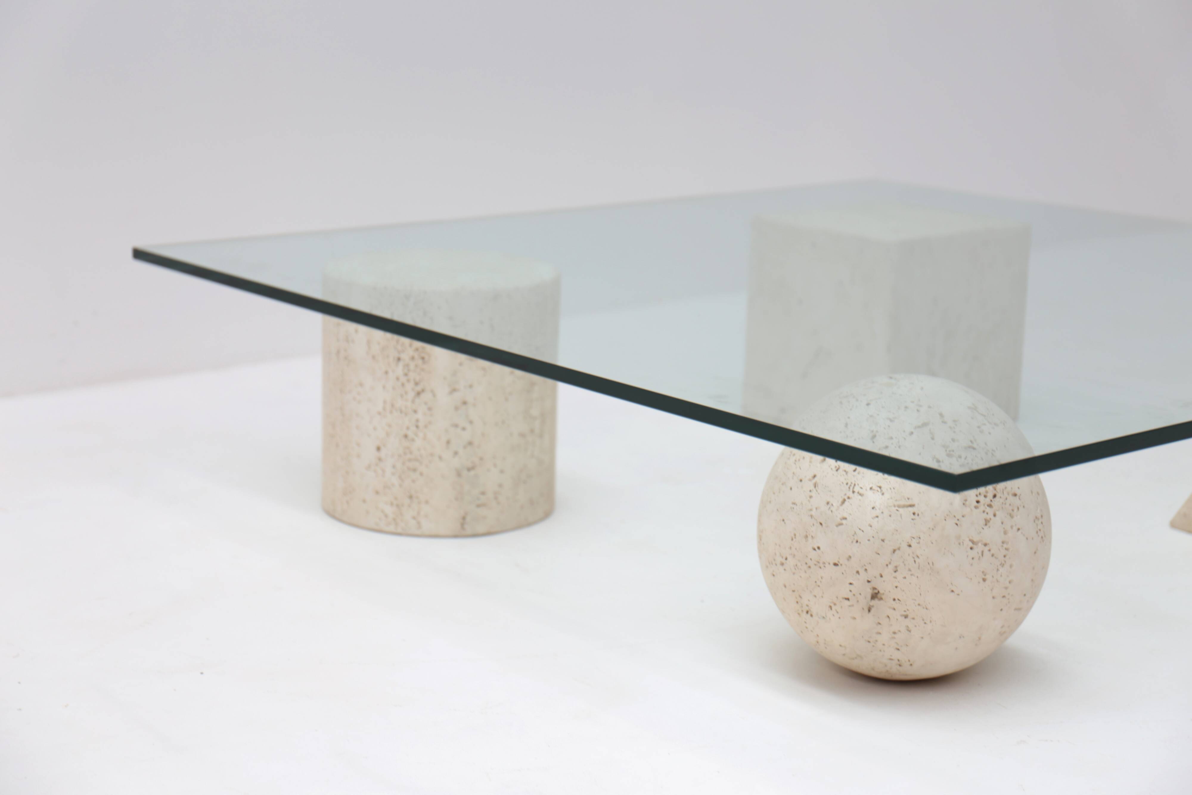 Metafora travertine coffee table by Massimo & Lella Vignelli, Italy