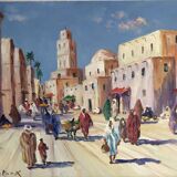 Bruno RETAUX "City in Morocco" Oil on panel signed