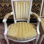 Pair of Louis XVI style cabriolet armchairs and Louis XVI chair