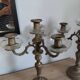 Pair of candelabra candle holders in bronze and glass louis xvi