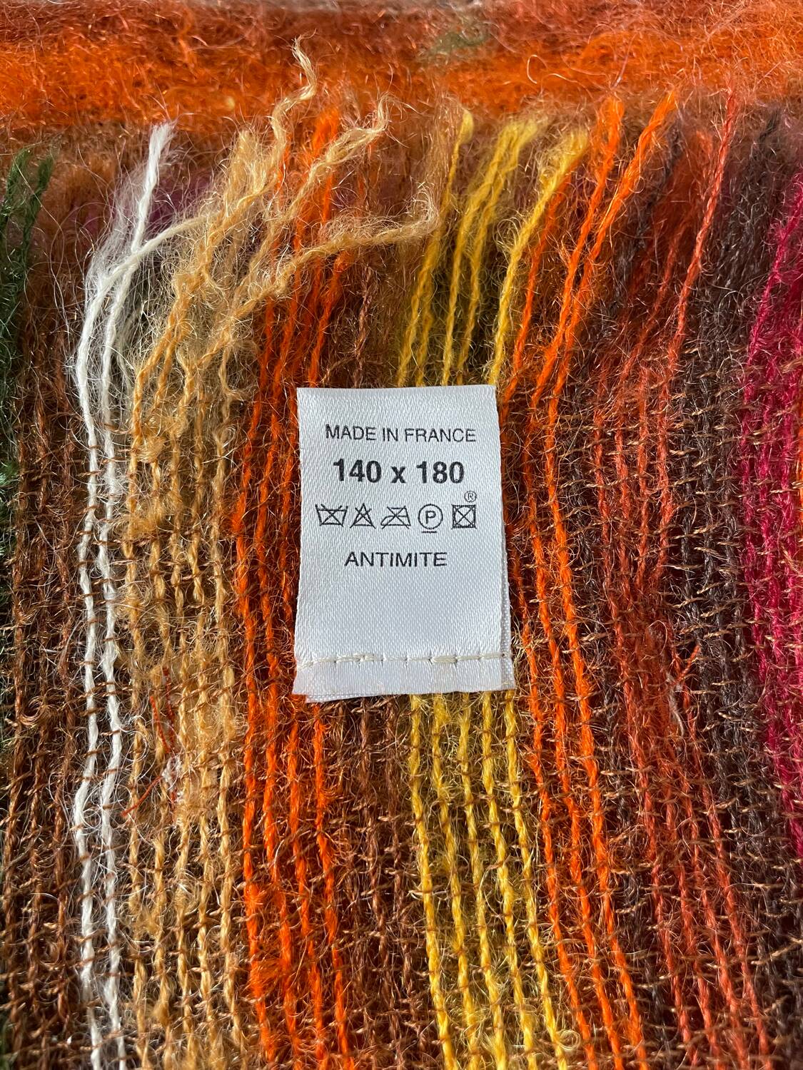 Brown mohair wool blanket/throw by Vian-Tiran.