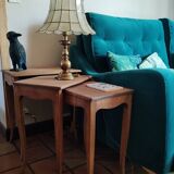 Large pagoda table lamp to place mother-of-pearl capiz brass base