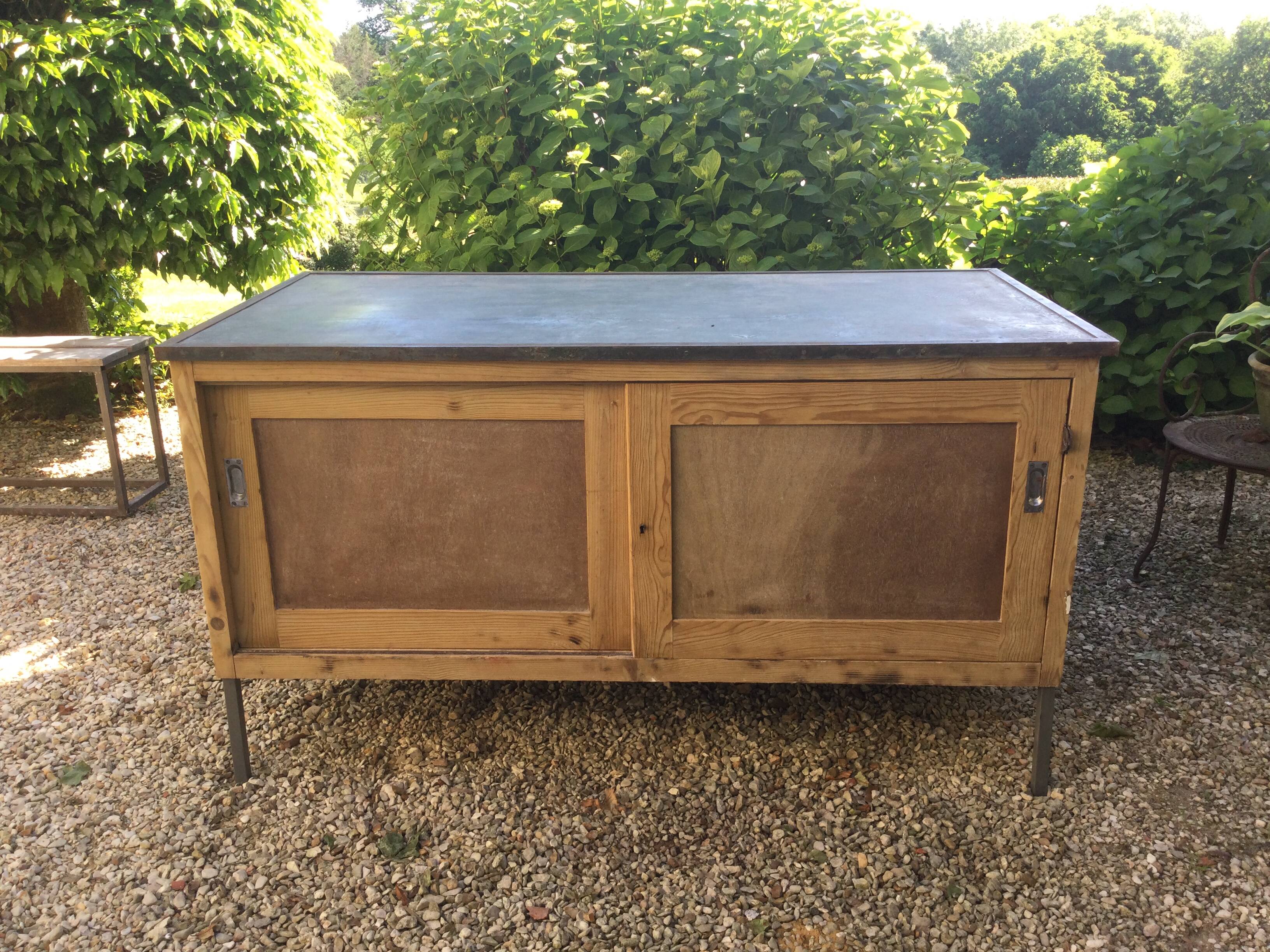 Antique workshop cabinet with sliding doors