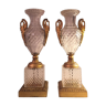 Paire de vases en cristal taillé et bronze milieu 19ème style empire