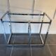TV storage unit in chrome steel and vintage glass 1970