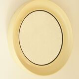 Round conical mirror in white plastic, Denmark 1960s.