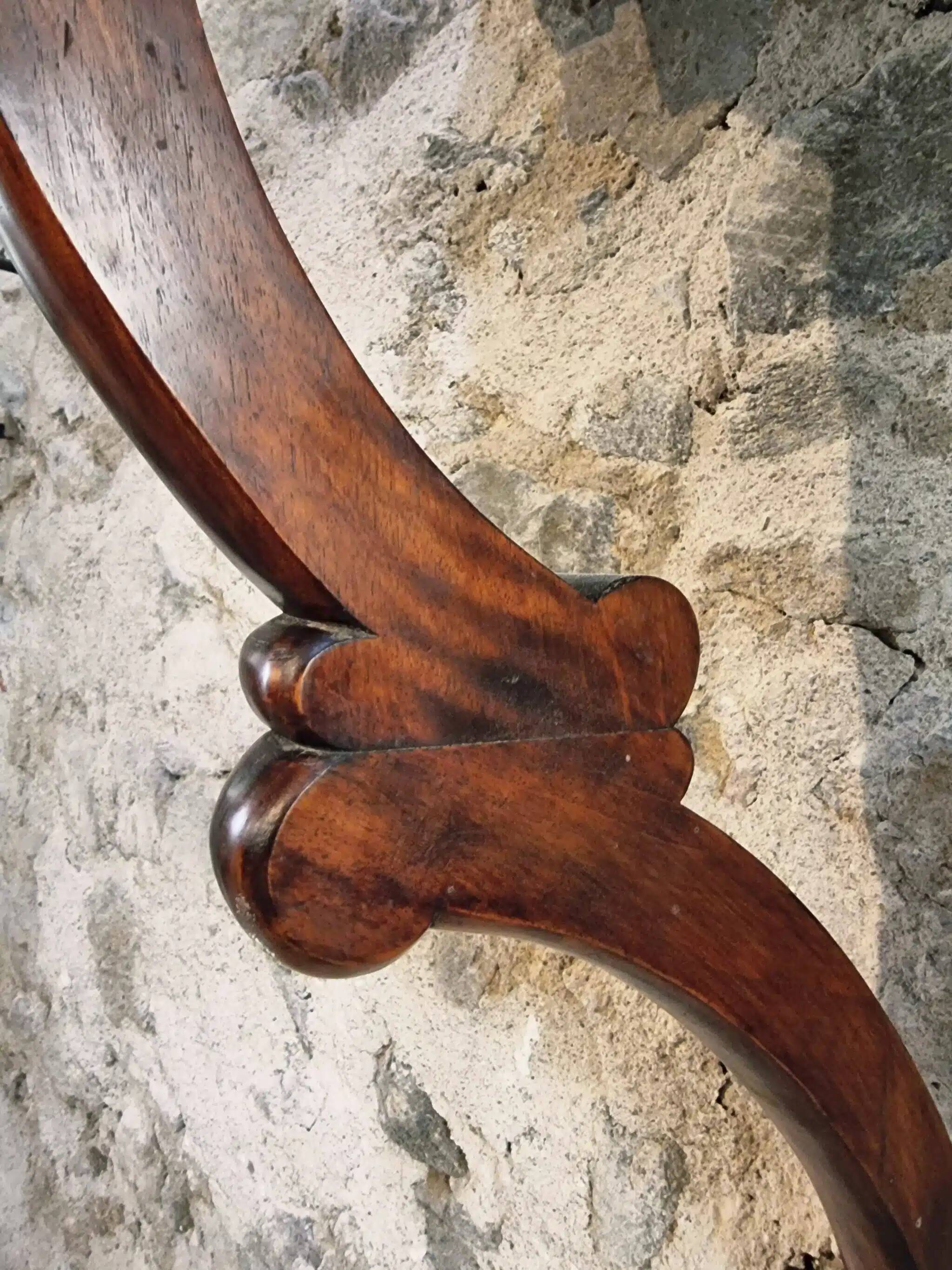 Antique French Napoleon III mahogany console table, wall table with marquetry, 19th century