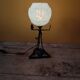 Art Deco lamp in metal and speckled blue opaline glass globe