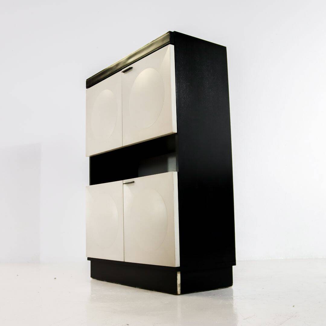 Black and White Oak Brutalist Bar Cabinet