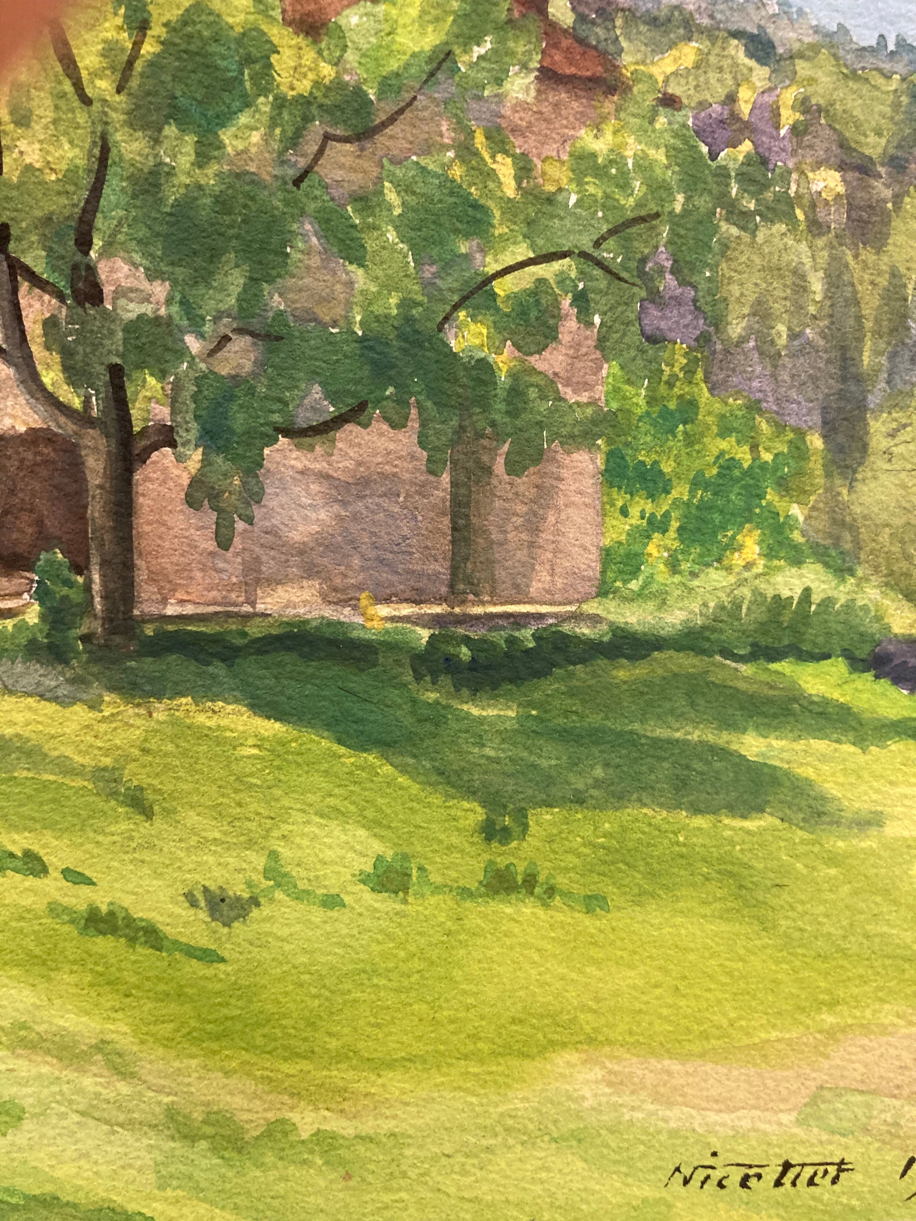 Watercolor vintage landscape