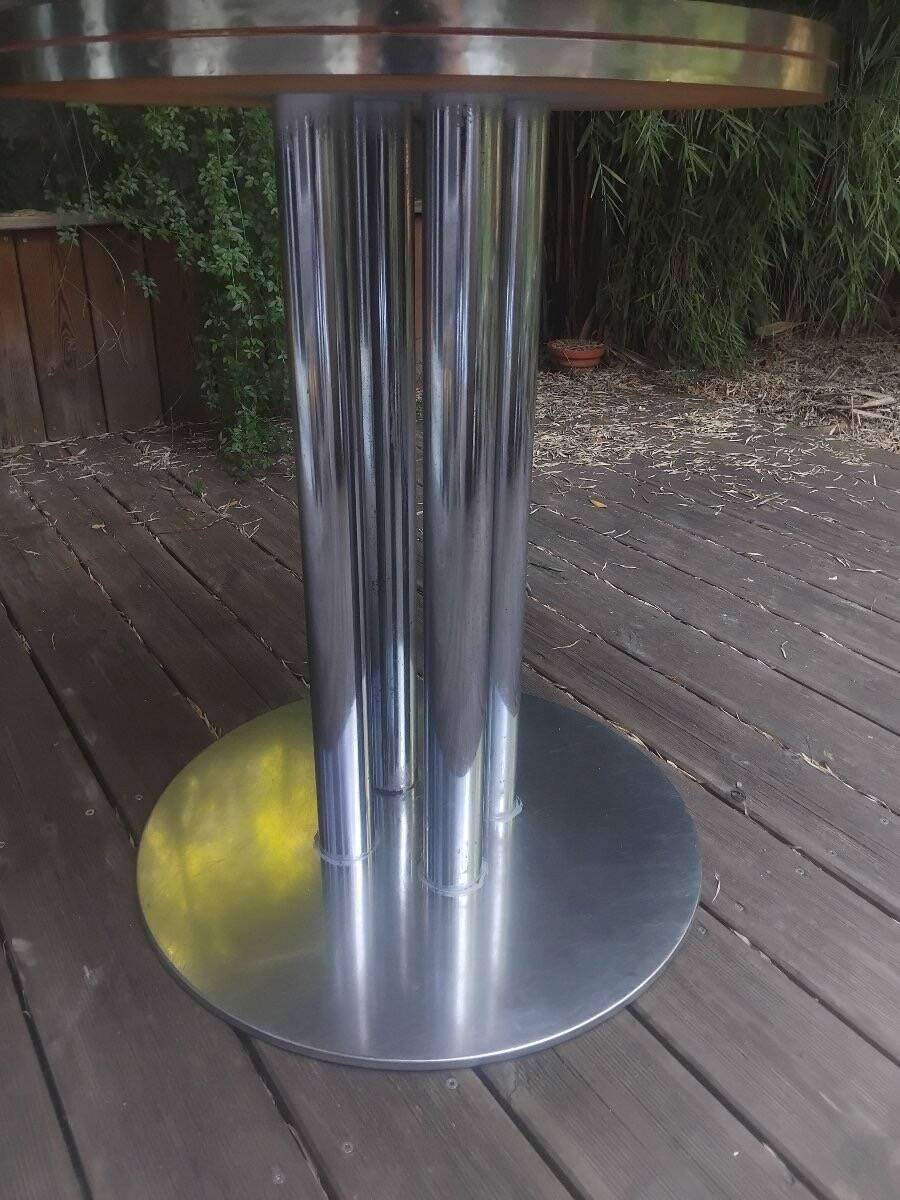Table italienne - Acier et verre fumé - v. 1970