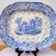 Large Decorative Platter Blue Transferware with Abbey Ruin early 19th C.