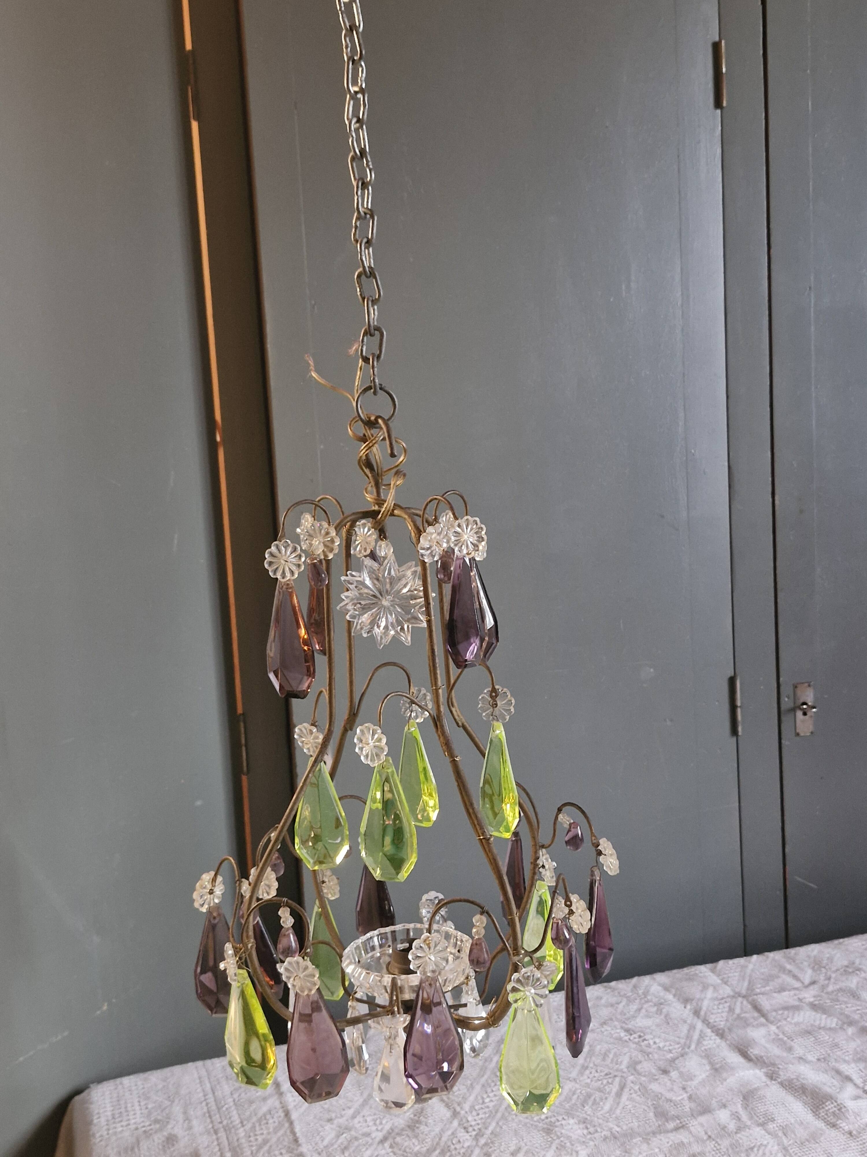Small crystal boudoir chandelier - 1 light Bobeche signed Baccarat Epoque
